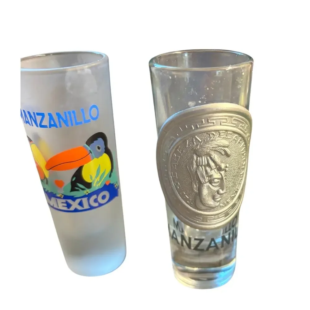 4 Shot Glasses Vintage Manzanillo Jamaica Portugal New